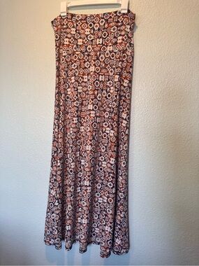 LUC Lularoe women M foldover Maxi Skirt in Orange and Navy